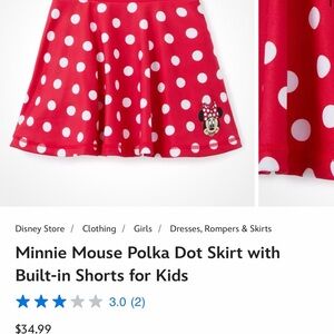 Disney Minnie Mouse Red & White Polka Dot Skort